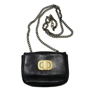 HOBO International Black Leather Chain Link Crossbody Purse